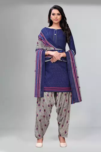 blue synthetic dress-materials