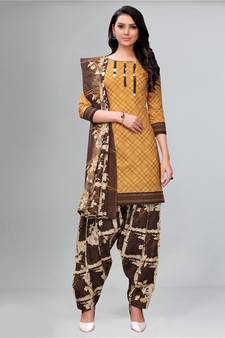 brown synthetic dress-materials
