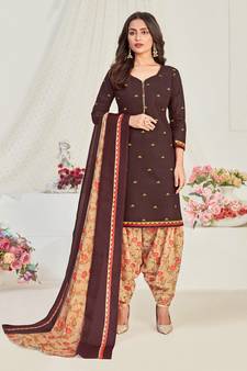brown cotton dress-materials