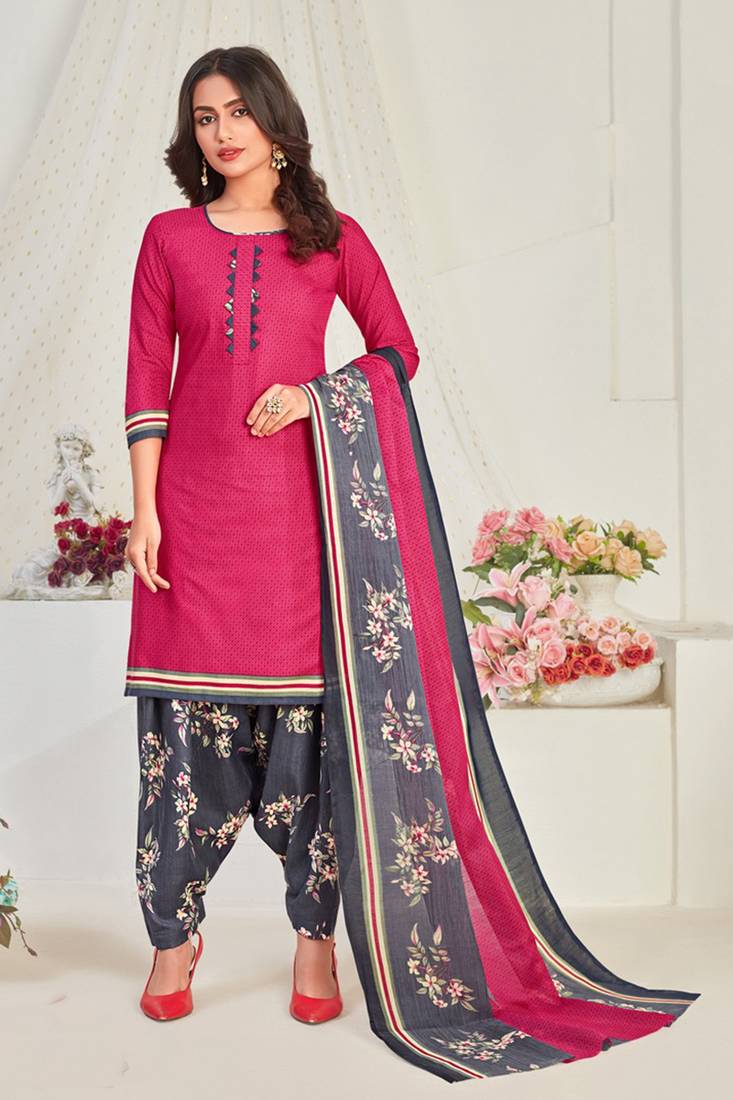 pink cotton dress-materials