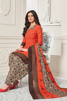 orange cotton dress-materials