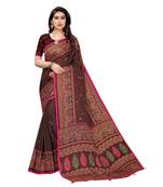 Brown Art Silk   Embroidered    Saree With Blouse For Women