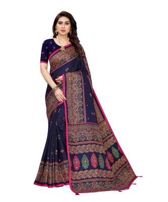 Blue Art Silk   Embroidered    Saree With Blouse For Women 1
