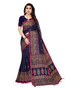 Blue Art Silk   Embroidered    Saree With Blouse For Women