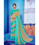 Beige Georgette    Printed  Saree With Blouse For Women