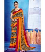 Multicolor Georgette    Printed  Saree With Blouse For Women