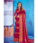 Pink Georgette    Printed  Saree With Blouse For Women