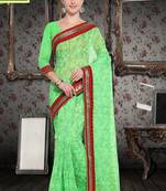 Green Cotton    Brasso Saree With Blouse For Women