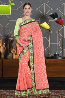 Pink Cotton    Brasso Saree With Blouse For Women