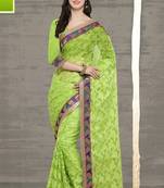 Green Cotton    Brasso Saree With Blouse For Women