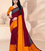 Maroon Art Silk   Printed  Saree With Blouse For Women