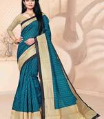 Blue Art Silk    Printed  Saree With Blouse For Women