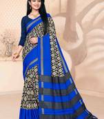 Blue Art Silk    Printed  Saree With Blouse For Women