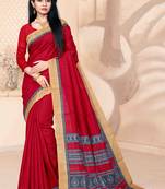 Red Art Silk    Printed  Saree With Blouse For Women