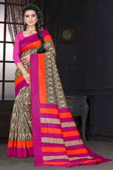 Multicolor Art Silk    Printed  Saree With Blouse For Women