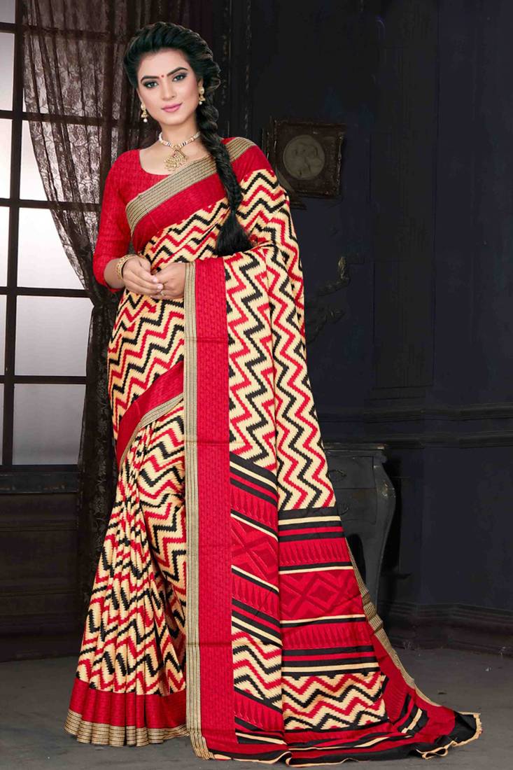 Multicolor Art Silk    Printed  Saree With Blouse For Women