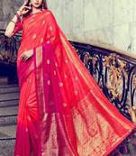 Red Art Silk    Printed  Saree With Blouse For Women