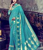 Blue Art Silk    Printed  Saree With Blouse For Women