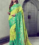 Green Art Silk    Printed  Saree With Blouse For Women