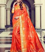 Orange Art Silk    Printed  Saree With Blouse For Women