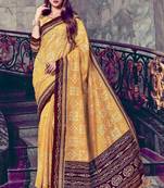 Yellow Art Silk    Printed  Saree With Blouse For Women