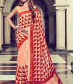 Peach Art Silk    Printed  Saree With Blouse For Women
