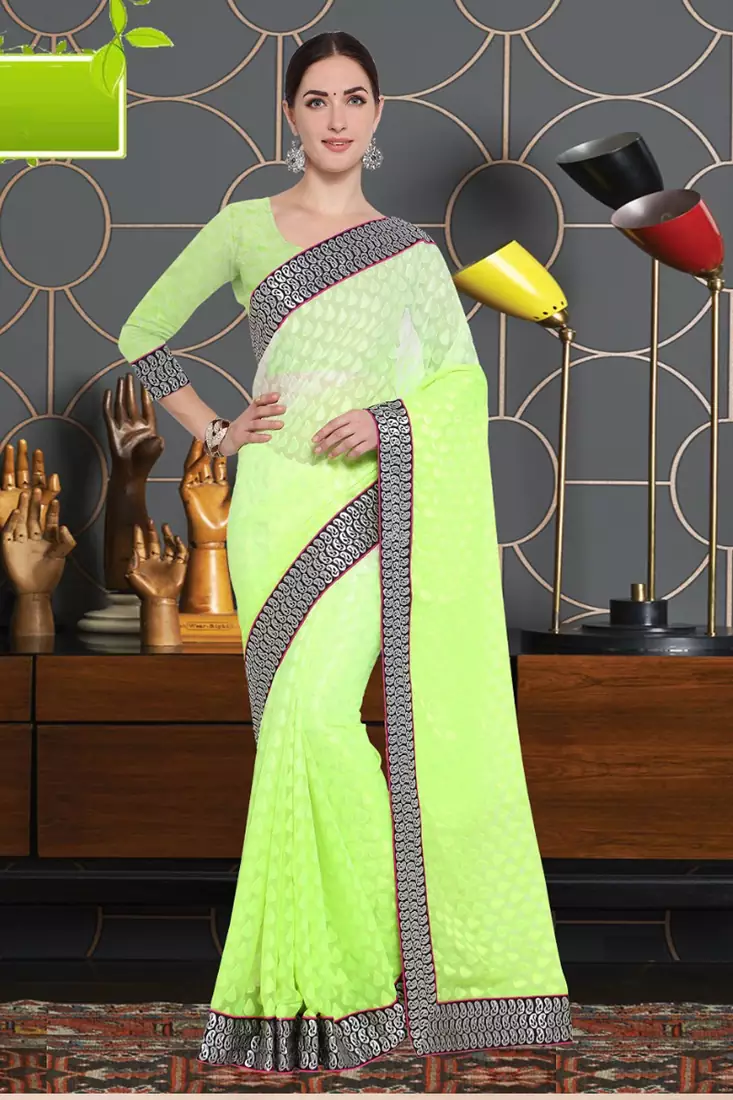 Green Art Silk   Brasso Saree With Blouse For Women