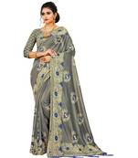 Grey Art Silk   Embroidered    Saree With Blouse For Women