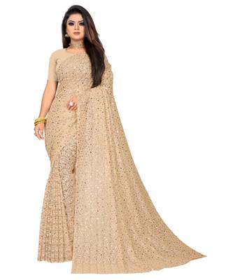 Brown Georgette    Embroidered    Saree With Blouse For Women 1