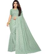 Green Georgette    Embroidered    Saree With Blouse For Women