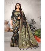 Black Art Silk   Woven Saree With Blouse For Women