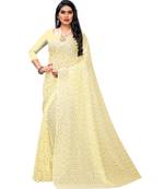 Cream Georgette    Embroidered   Saree With Blouse For Women