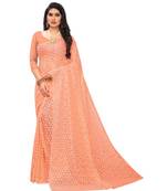 Peach Georgette    Embroidered   Saree With Blouse For Women