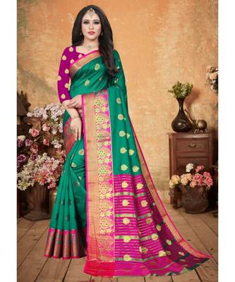 Green Art Silk   Woven Saree With Blouse For Women 1