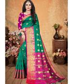 Green Art Silk   Woven Saree With Blouse For Women