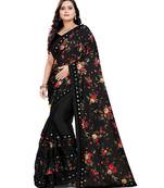 Black Art Silk   Printed  Saree With Blouse For Women