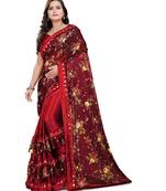 Red Art Silk   Printed  Saree With Blouse For Women