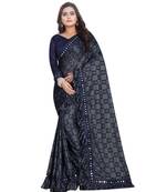 Blue Art Silk   Printed  Saree With Blouse For Women