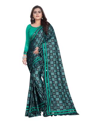 Green Art Silk   Printed  Saree With Blouse For Women 1