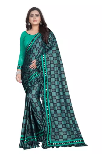 Green Art Silk   Printed  Saree With Blouse For Women