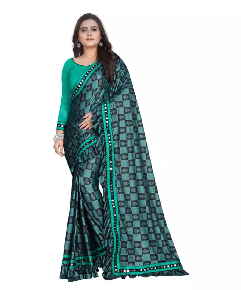 Green Art Silk   Printed  Saree With Blouse For Women