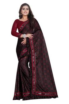 Pink Art Silk   Printed  Saree With Blouse For Women