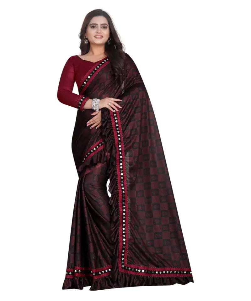 Pink Art Silk   Printed  Saree With Blouse For Women