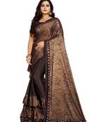 Brown Art Silk   Printed  Saree With Blouse For Women