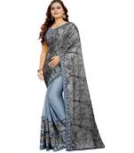Grey Art Silk   Printed  Saree With Blouse For Women