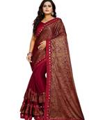 Maroon Art Silk   Printed  Saree With Blouse For Women