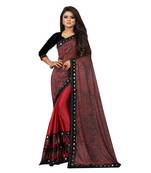 Red Art Silk   Printed  Saree With Blouse For Women