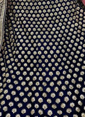 Blue embroidered velvet semi stitched lehenga 3