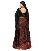 Black embroidered velvet semi stitched lehenga
