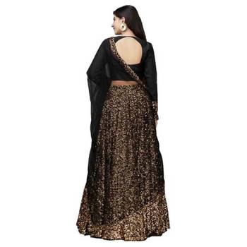 Black embroidered velvet semi stitched lehenga 2
